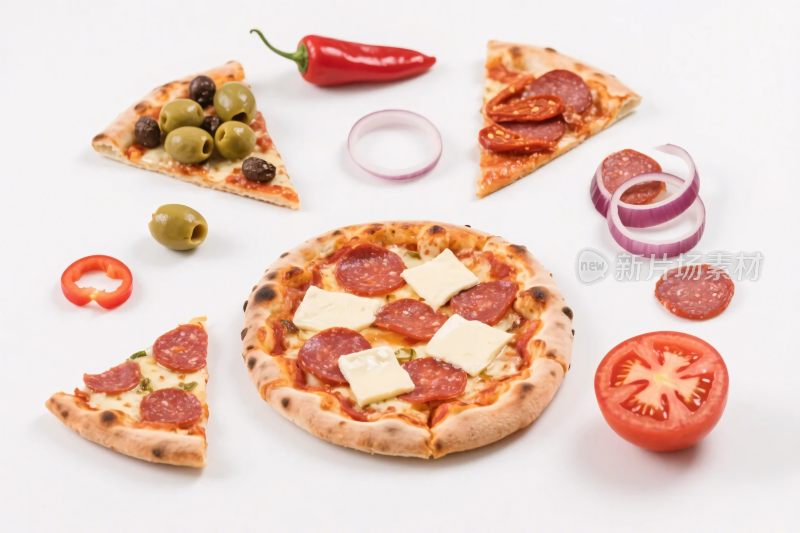 食材与披萨组合展示图