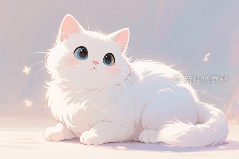 白色猫咪软萌插画