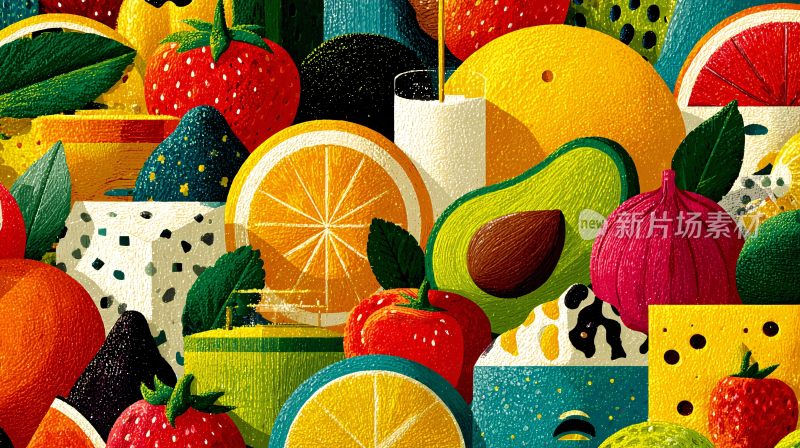 多彩缤纷的水果插画