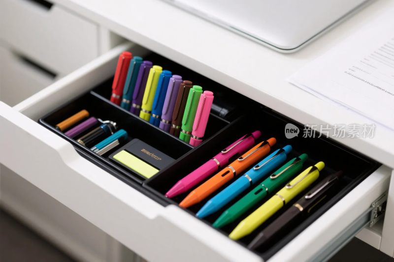 桌面抽屉彩色文具