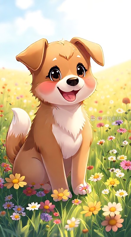 阳光下的快乐小狗