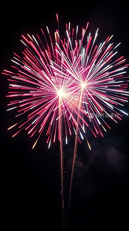 夜空烟花绽放色彩斑斓光芒四射