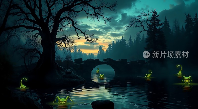 神秘森林中的奇幻夜晚
