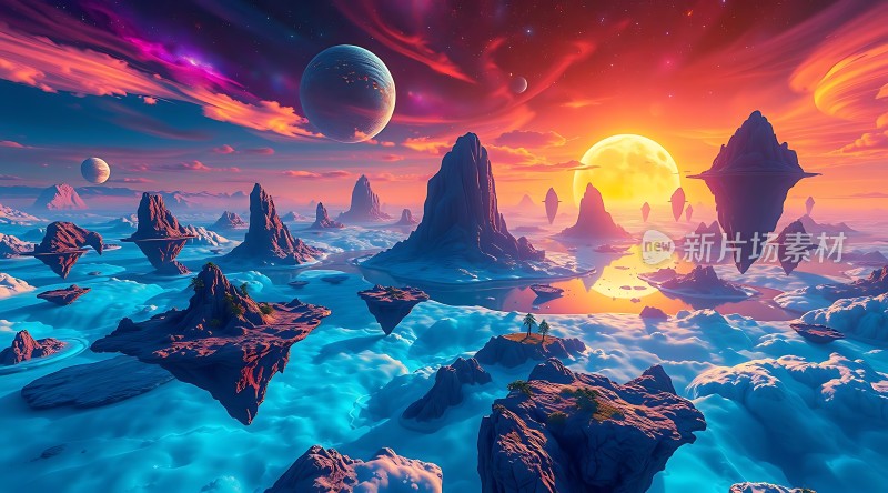 异域星球日落奇景