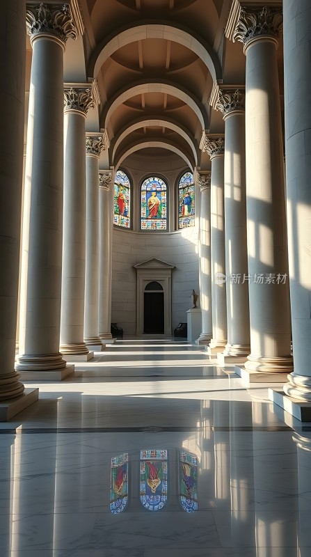 阳光下的宏伟走廊