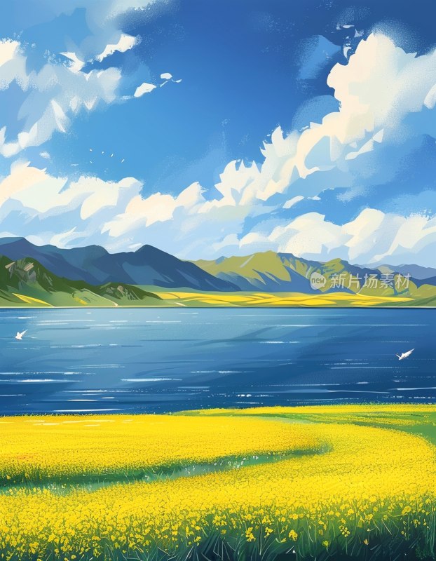 青海湖油菜花景