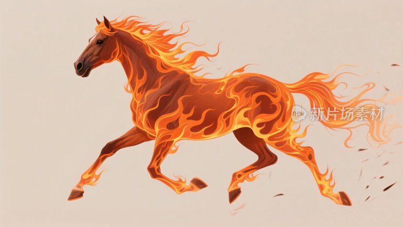奔跑的火焰骏马插画