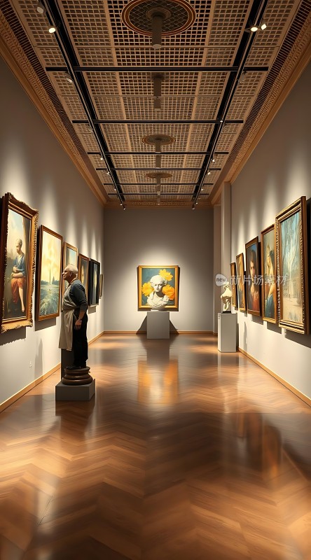 艺术长廊雕像与画作共舞
