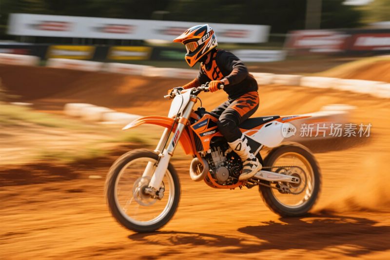 越野摩托车手赛场飞驰