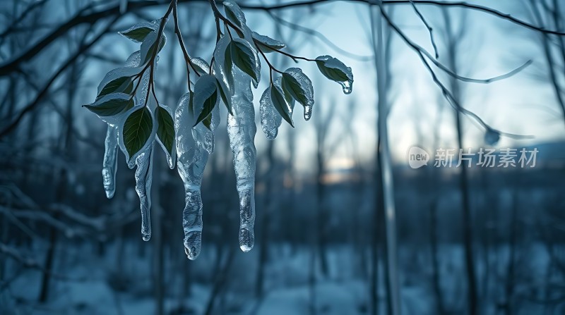冰封枝头晶莹剔透