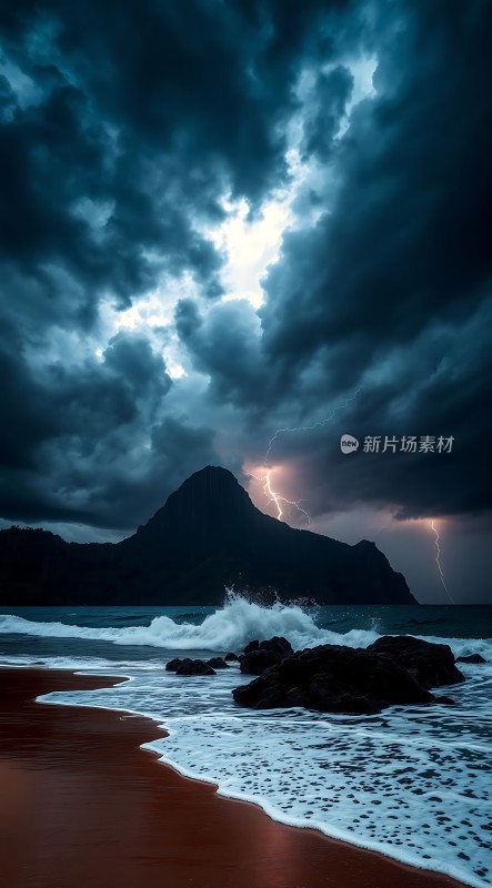 暴风雨中的海景