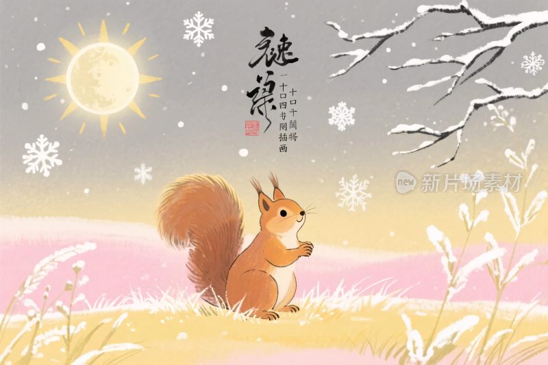 冬日松鼠插画