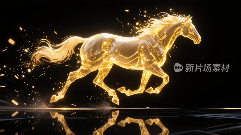 金色光影骏马奔跑图