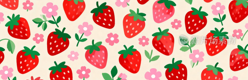 卡通草莓扁平风格插画图案
