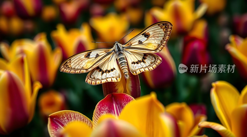 蝴蝶翩翩起舞于花丛间