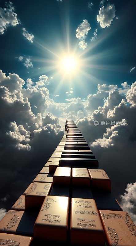 钢琴键梯通向云端