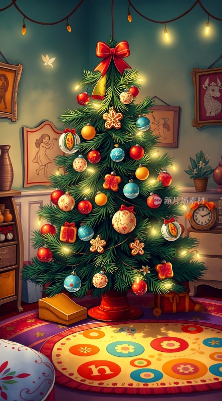 圣诞树下的温馨家园