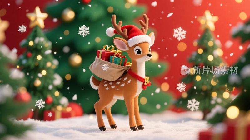 圣诞驯鹿插画场景