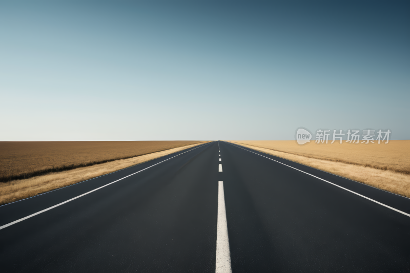 空荡荡的道路中间一条白线高清背景图片