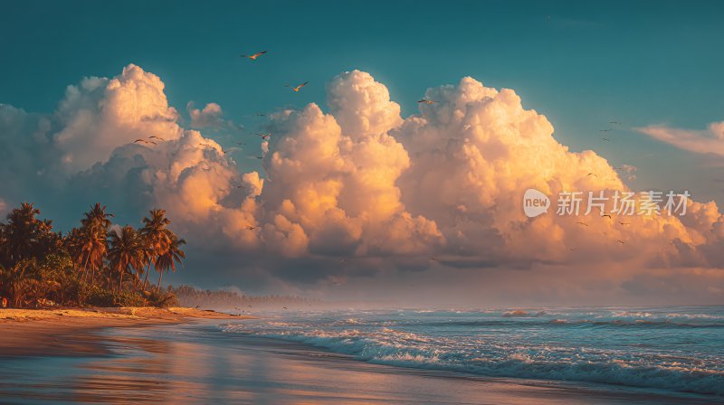 海边壮丽云霞景观