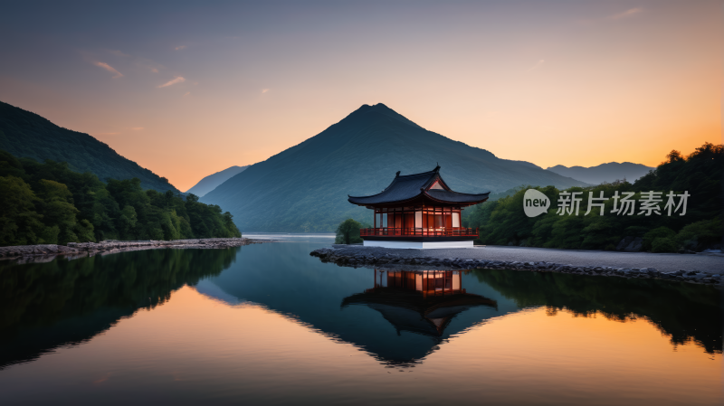 背景中的一座高山清风景图片