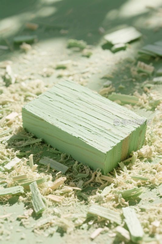 木屑中的浅绿色块状物