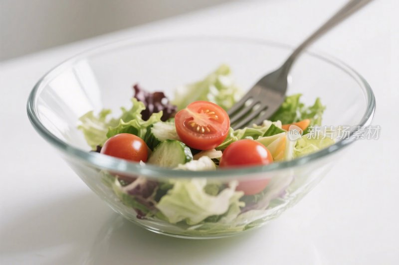 透明碗内沙拉