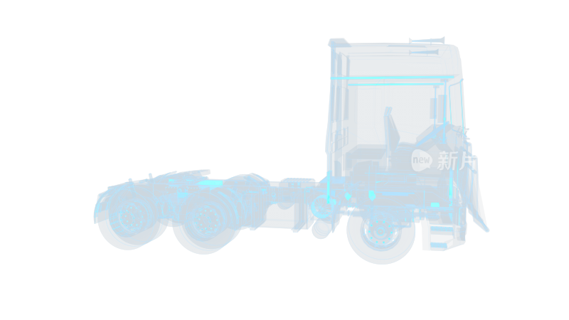 大卡车空车 大货车汽车 科幻透明赛博朋克