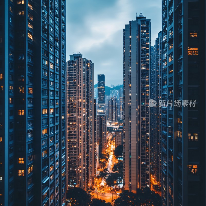 夜幕低垂楼盘夜景