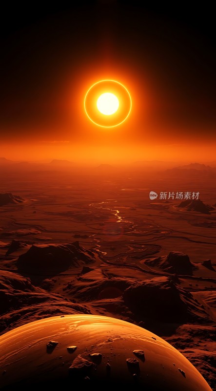 红色星球上的日落奇景