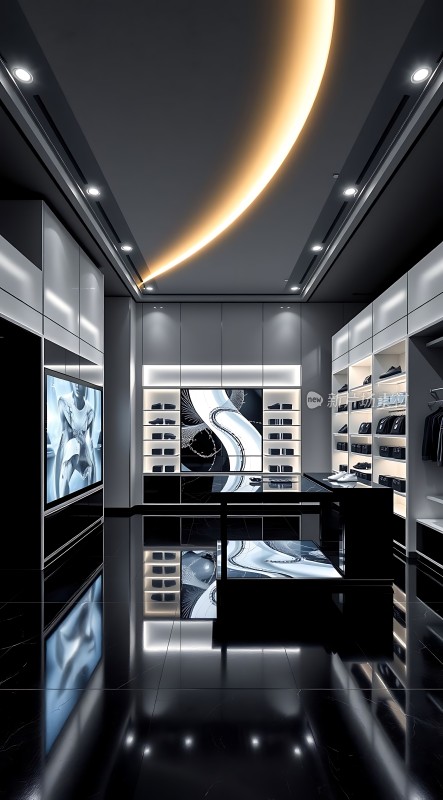 现代时尚鞋店黑白配色的潮流之地