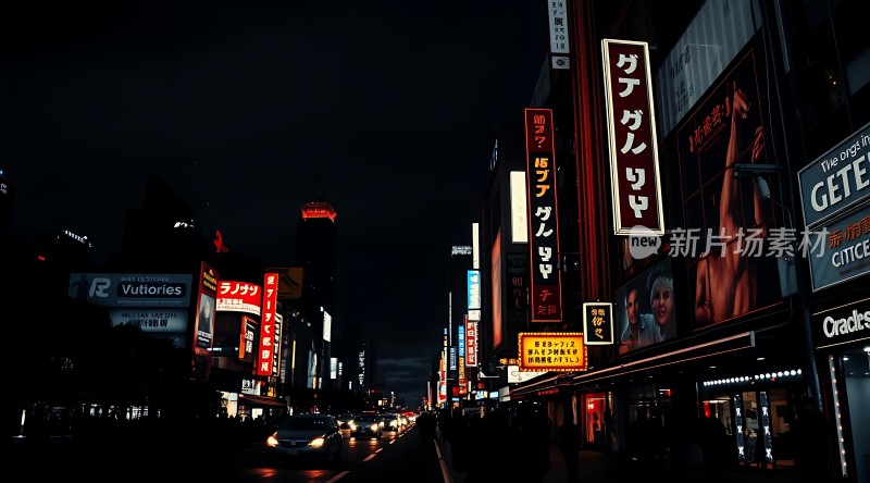 霓虹闪烁都市夜景