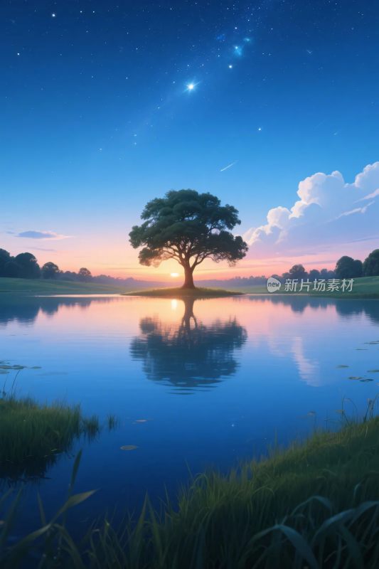 唯美自然风景插画