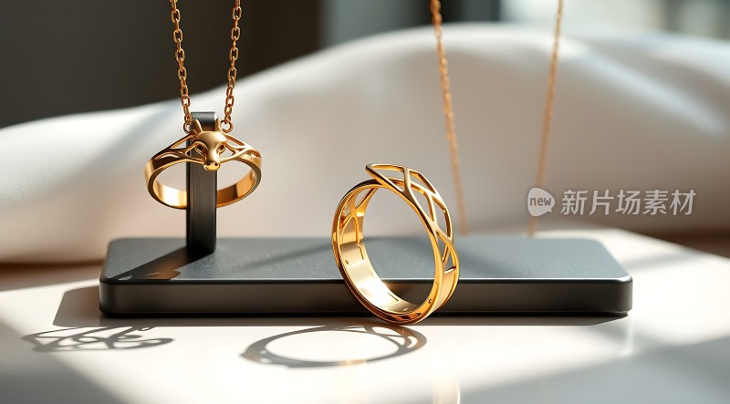 黄金项链戒指展示