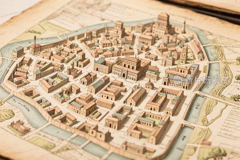 古代城市手绘地图