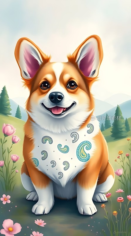 温馨田园风柯基犬