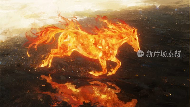 奔跑的火焰骏马插画
