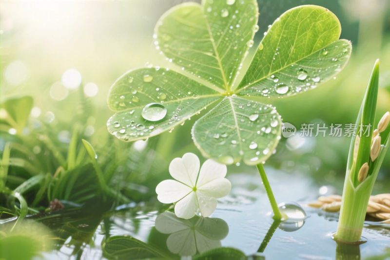 清新自然四叶草花朵