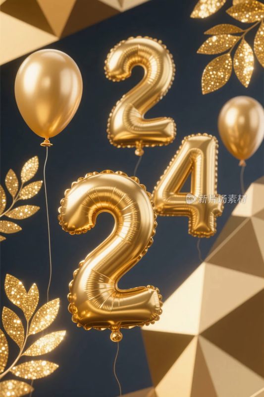 金色气球数字装饰插画
