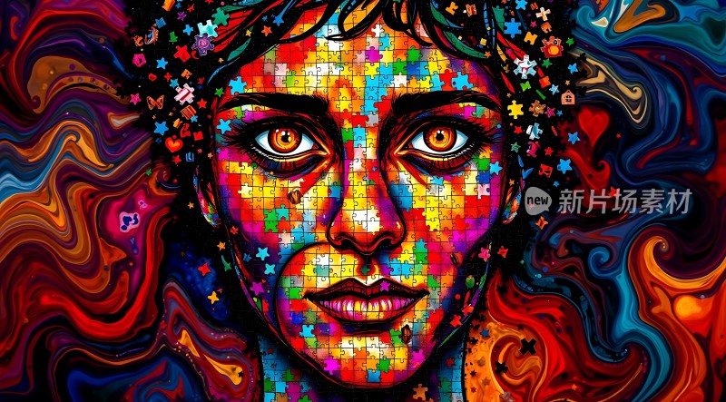 色彩拼图之神秘面容