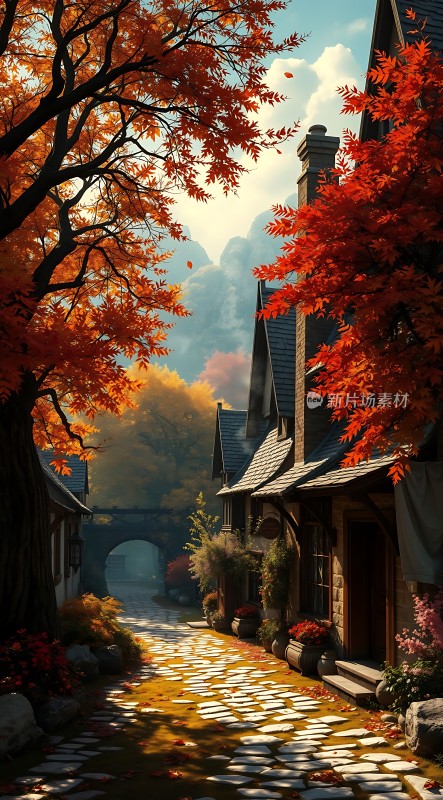 秋日暖阳下的宁静小径