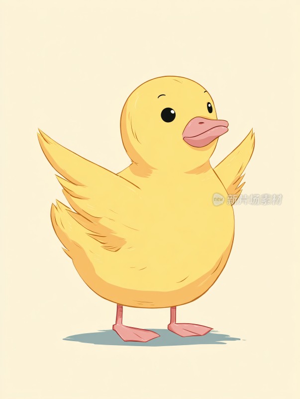 可爱站立小黄鸭插画