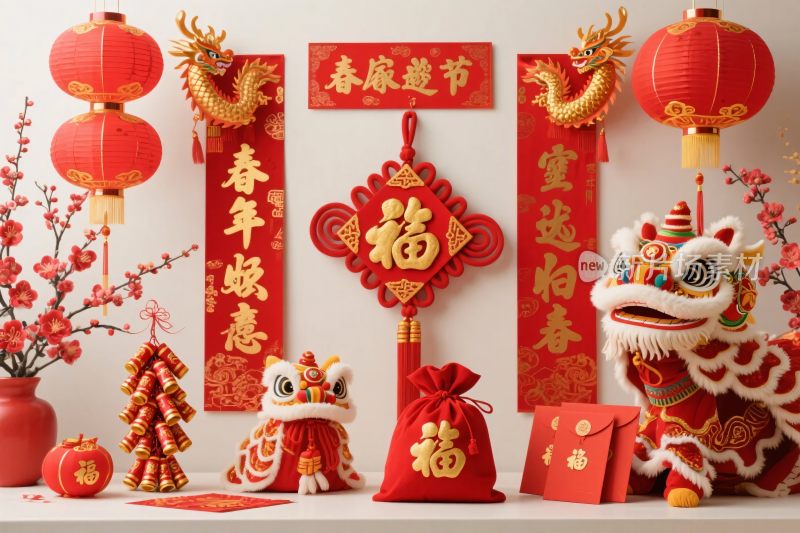 春节喜庆装饰场景