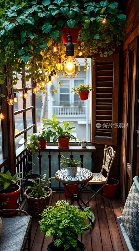 绿意盎然的小阳台温馨宁静的休闲角落