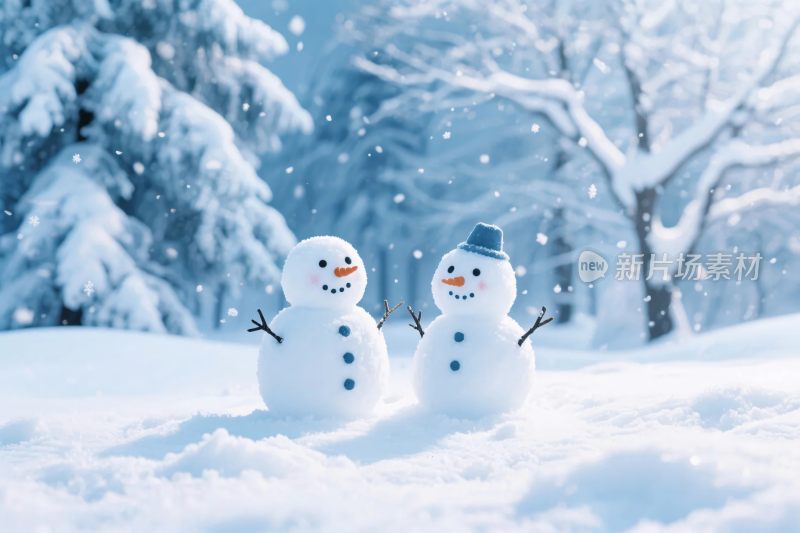 雪地雪人冬日风景