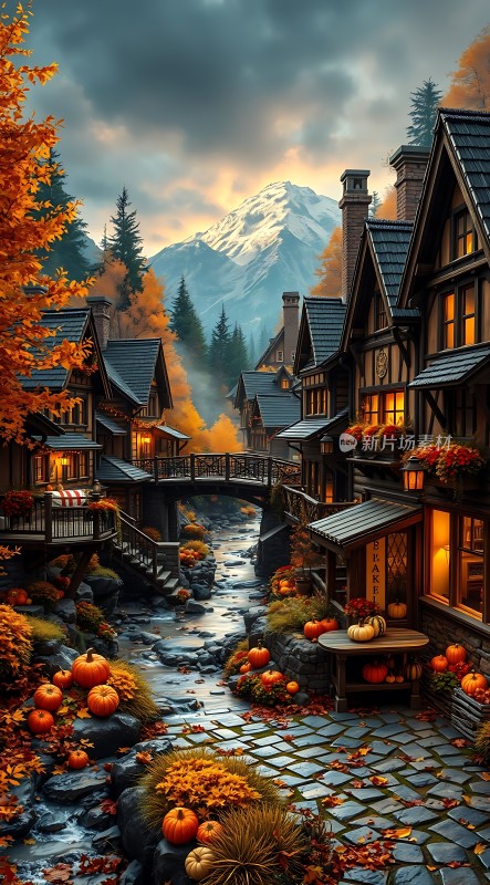 秋日小镇温馨家园