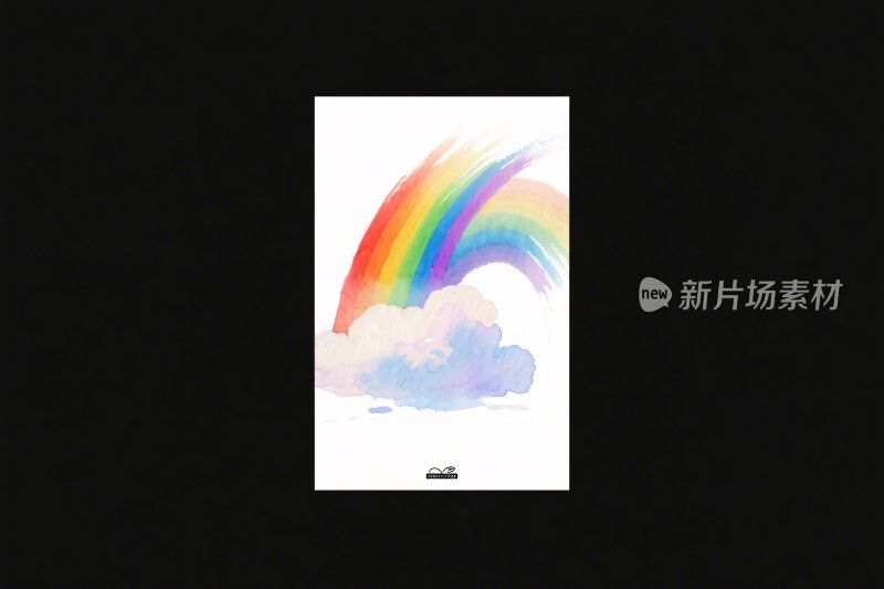 彩虹云朵水彩插画