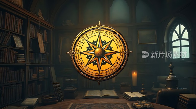 古老图书馆里的神秘罗盘