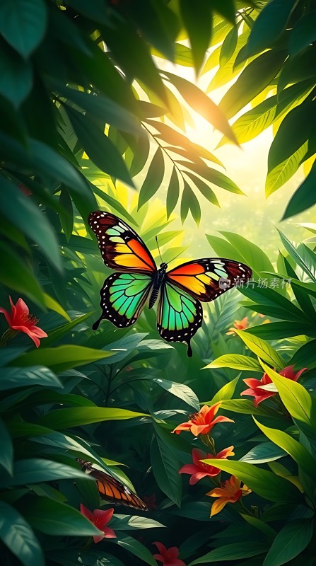 阳光下的蝴蝶翩翩起舞