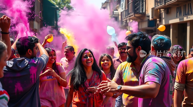 彩色粉末节上的欢乐时光